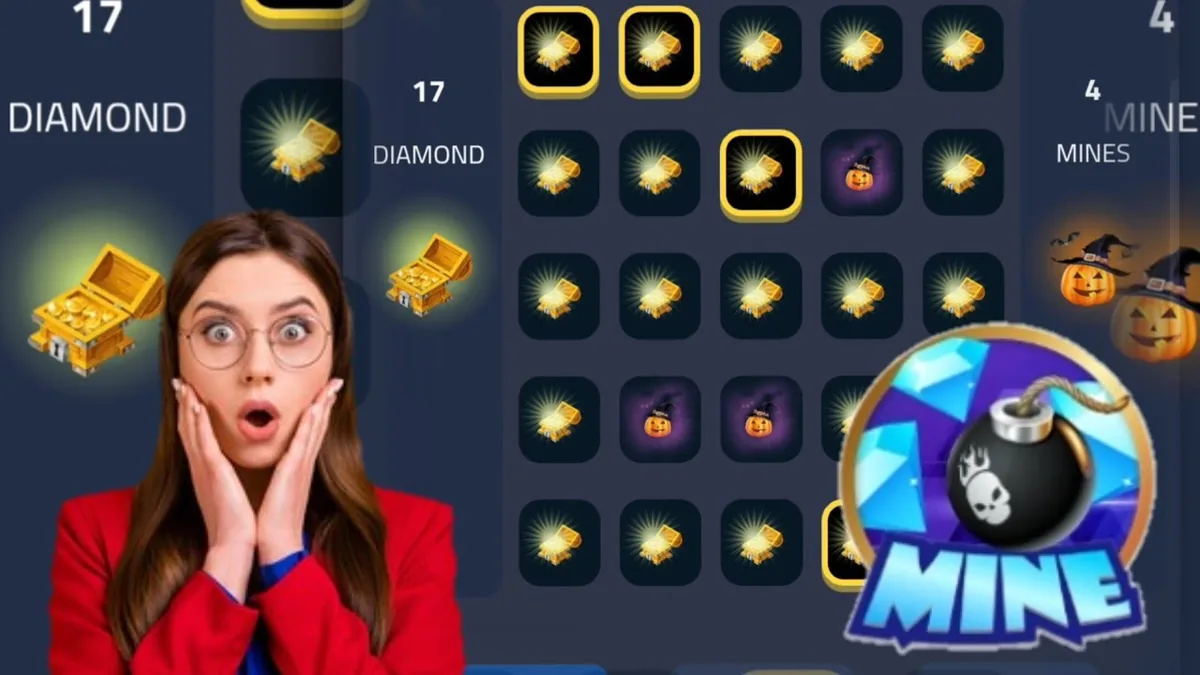 Grille de Shuffle Mines avec des gemmes révélées